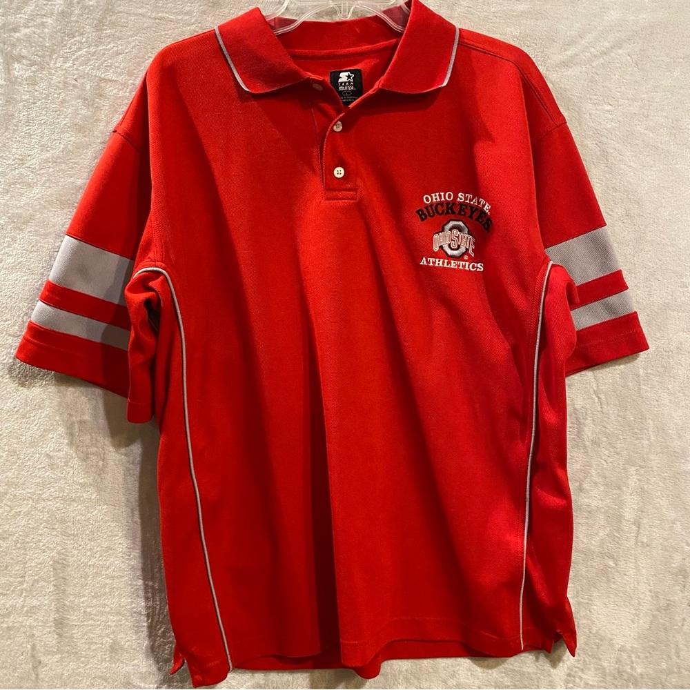 Ohio State Shirt Men’s Large Red Polo Starter Spellout Stitched Logo OSU Golf